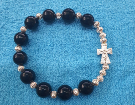 Vòng chuỗi hạt đá thạch anh mân côi mix bạc