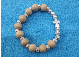 Chuỗi Mân Côi Gỗ Dâu Tằm mix Bạc Cho Bé