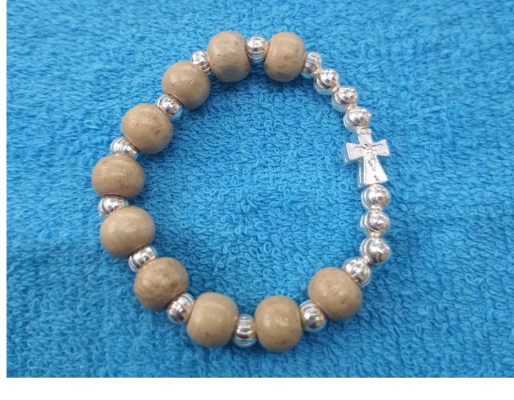 Chuỗi Mân Côi Gỗ Dâu Tằm mix Bạc Cho Bé