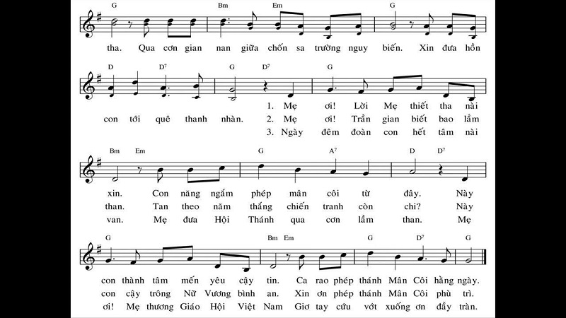 Lời bài hát về Mẹ Maria