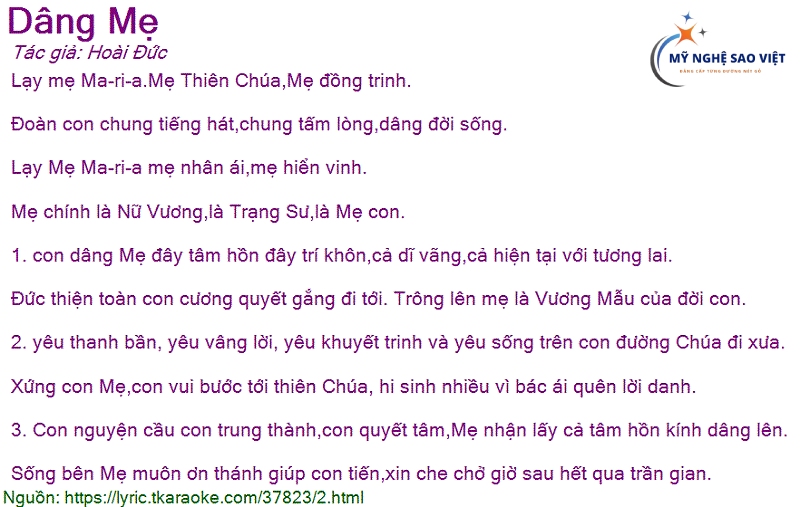 Lời bài hát về Mẹ Maria