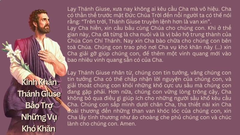 Kinh ông thánh giuse bảo trợ những vụ khó khăn Kinh ông thánh giuse bảo trợ những vụ khó khăn